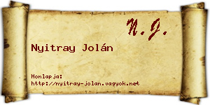 Nyitray Jolán névjegykártya