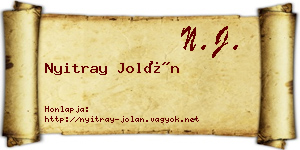 Nyitray Jolán névjegykártya